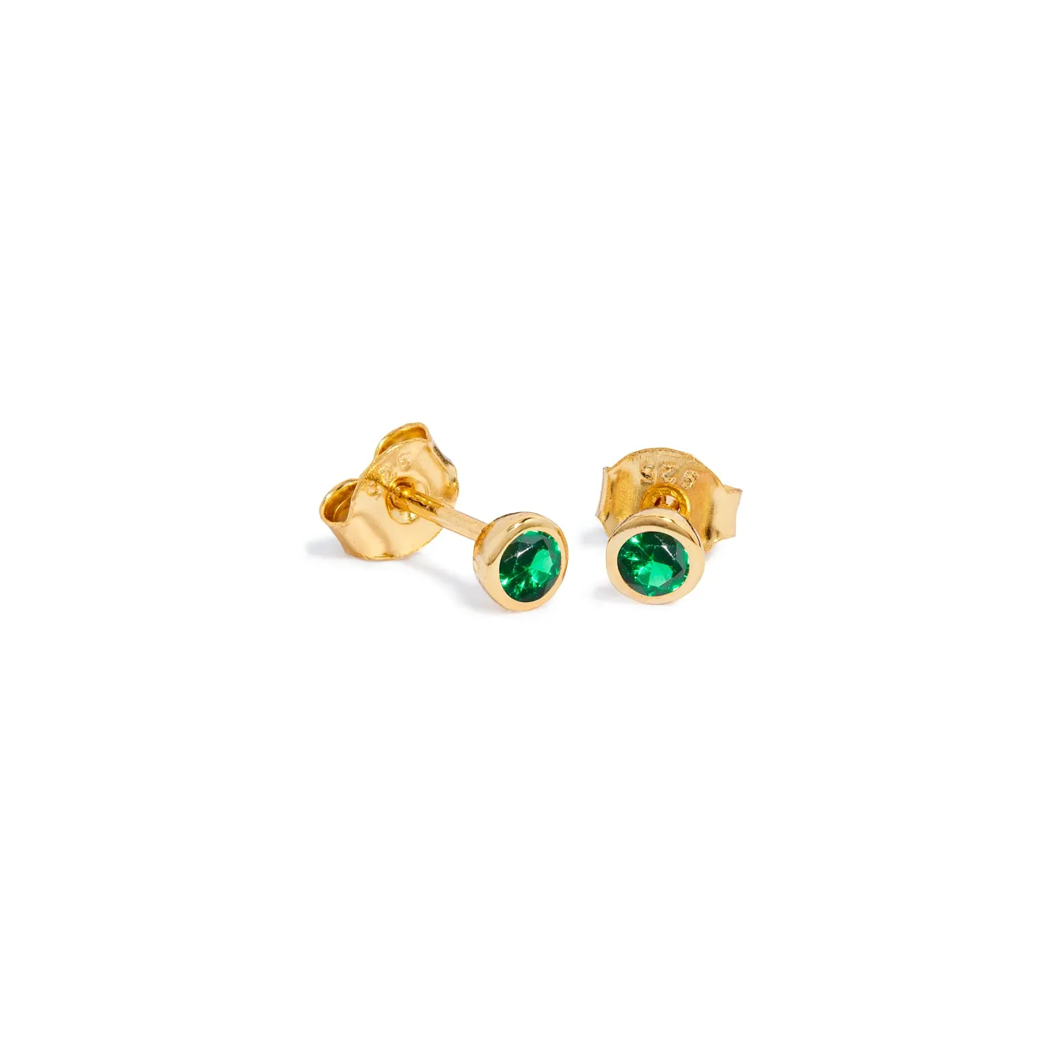 Sterling Silver Mini Birthstone Stud Earrings (Gold)