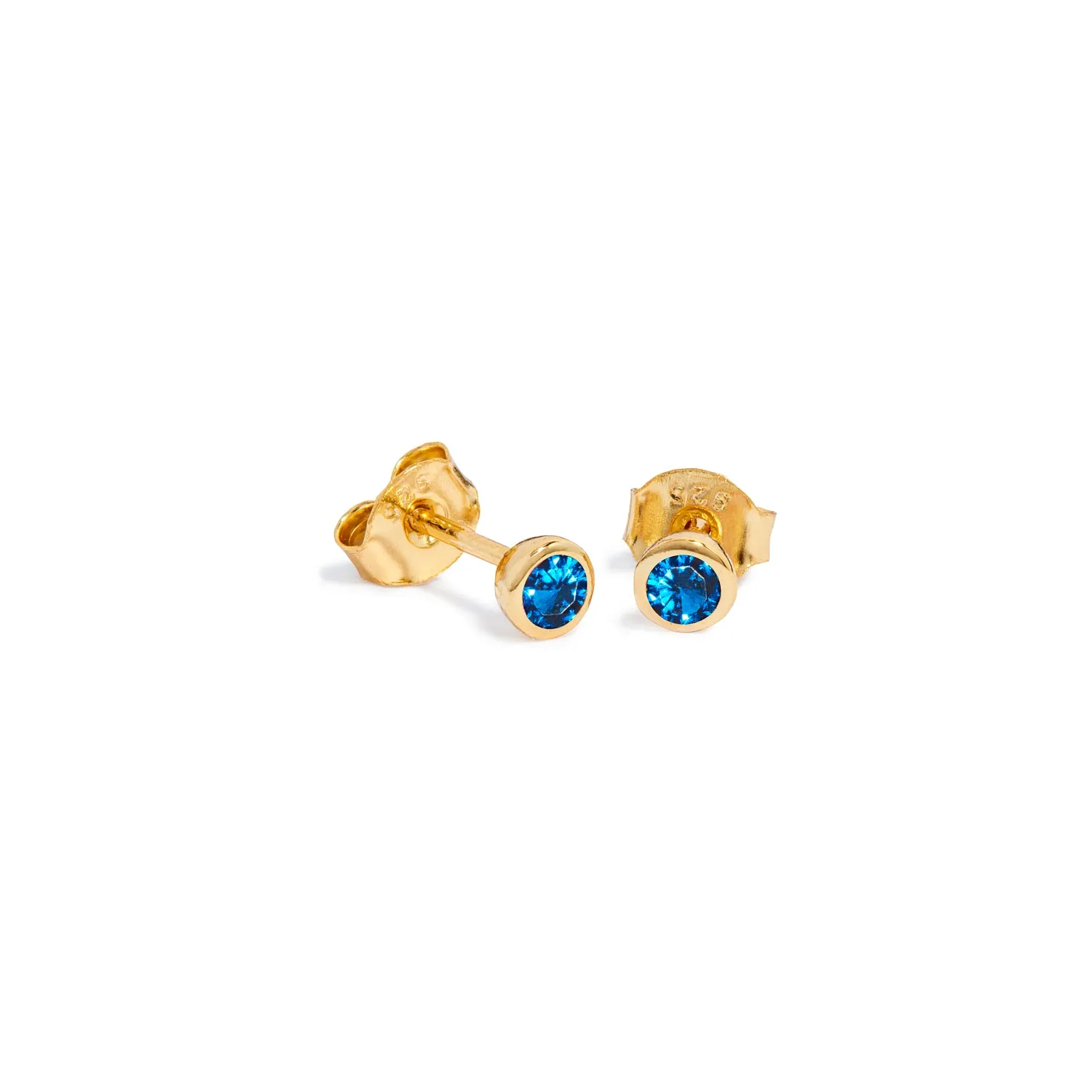 Sterling Silver Mini Birthstone Stud Earrings (Gold)