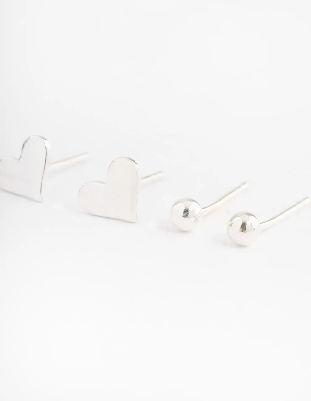 Sterling Silver Puffy Heart & Stud Earring Pack