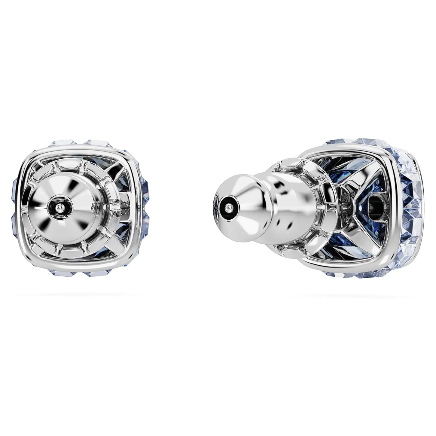Swarovski Women's Blue Square-Cut Stone and Crystals in a Rhodium-Finished Setting March Birthstone Stud Earrings - 5660800