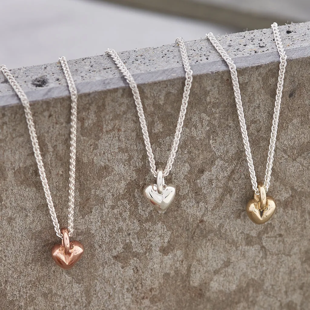 Sweetheart Silver & Solid Gold Necklace