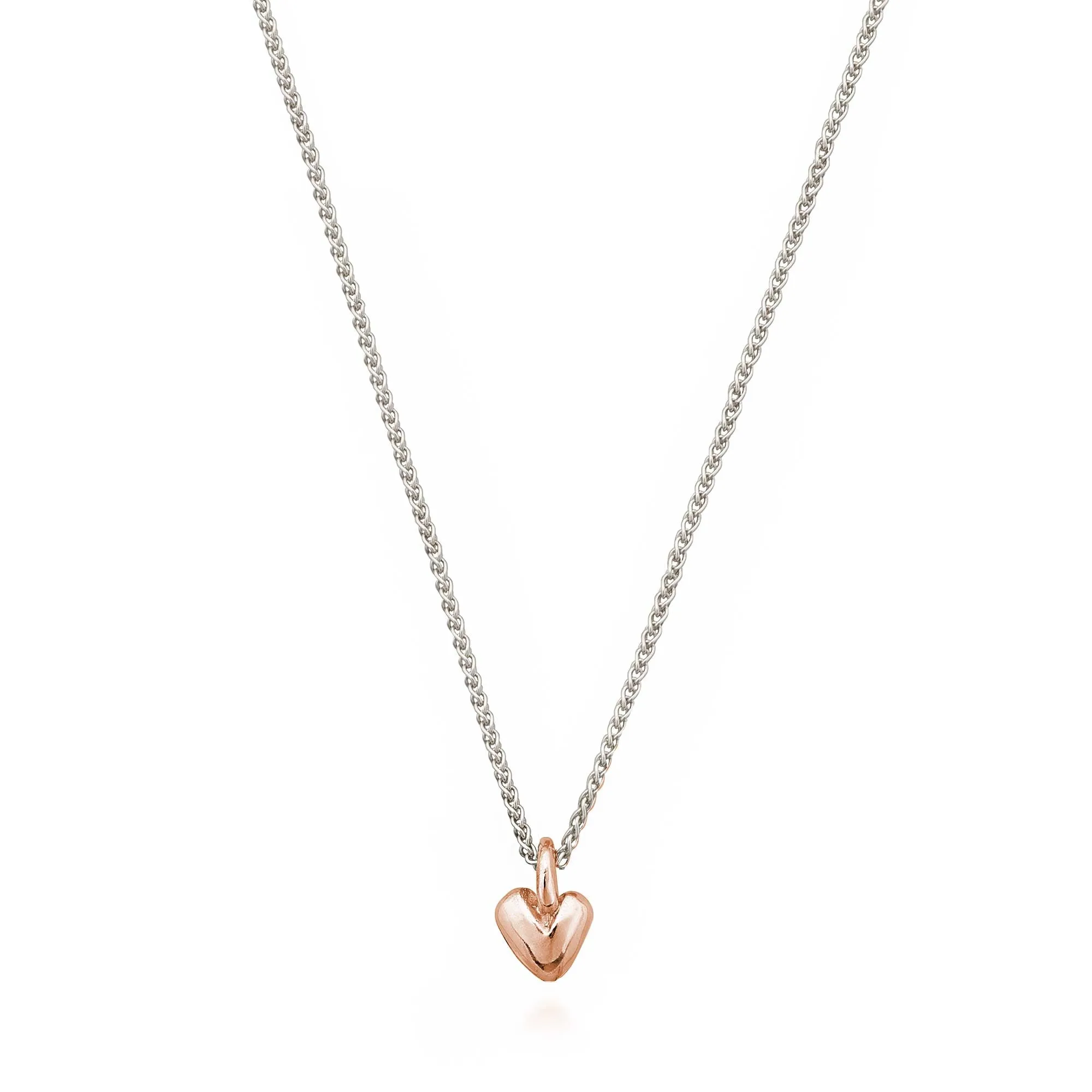 Sweetheart Silver & Solid Rose Gold Necklace