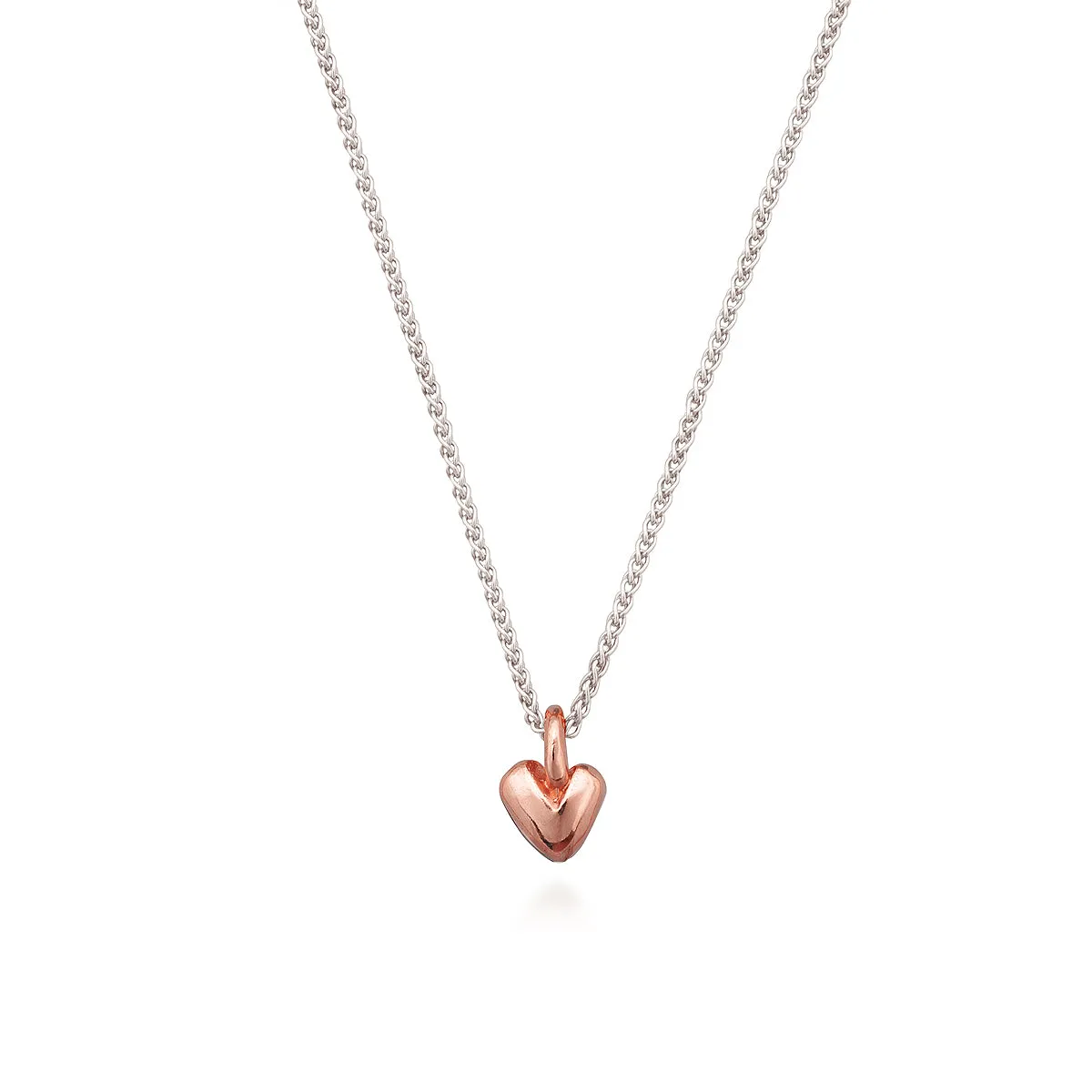 Sweetheart Silver & Solid Rose Gold Necklace