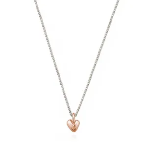 Sweetheart Silver & Solid Rose Gold Necklace