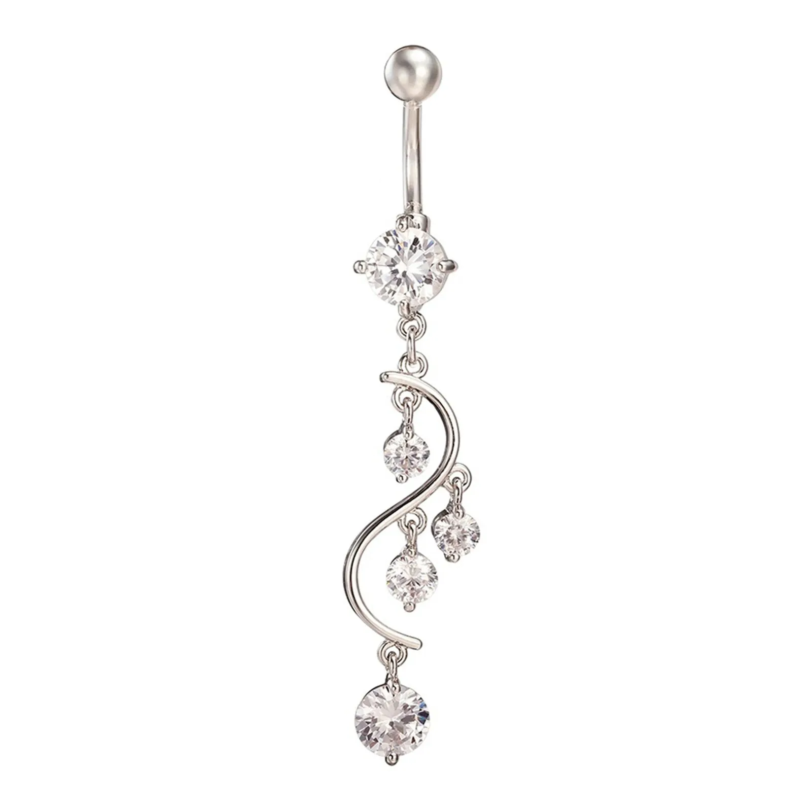 Tassels Navel Belly Button Bar Barbell Rings Rhinestone Body Piercing Jewelry Special tassels dangle rhinestone decor Navel Ring