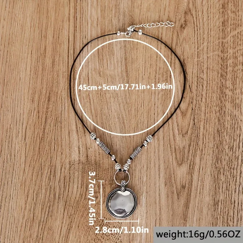 Timeless Design Silver Alloy Disc Pendant Necklace