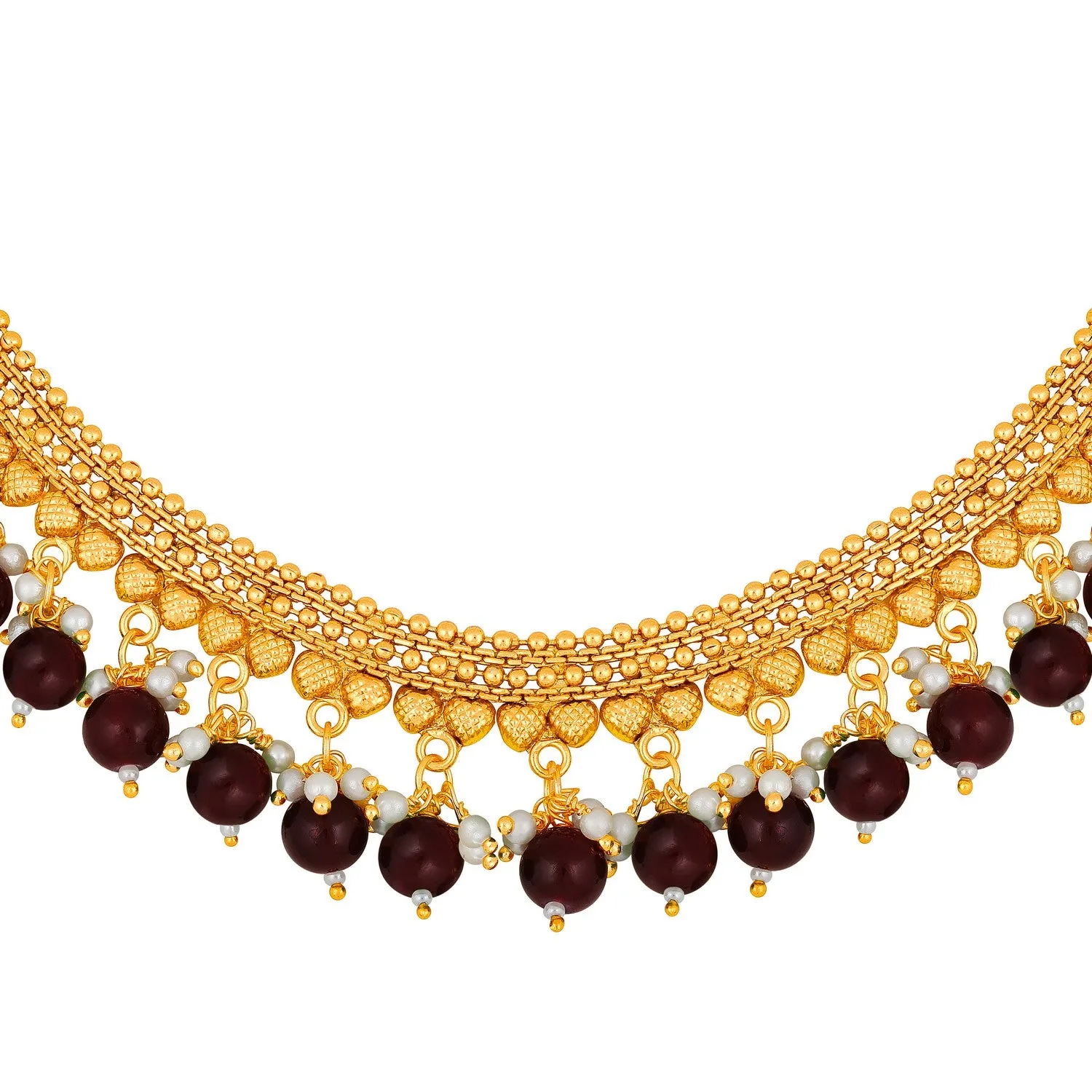 Traditional Maroon Beard Chokar Necklace Set