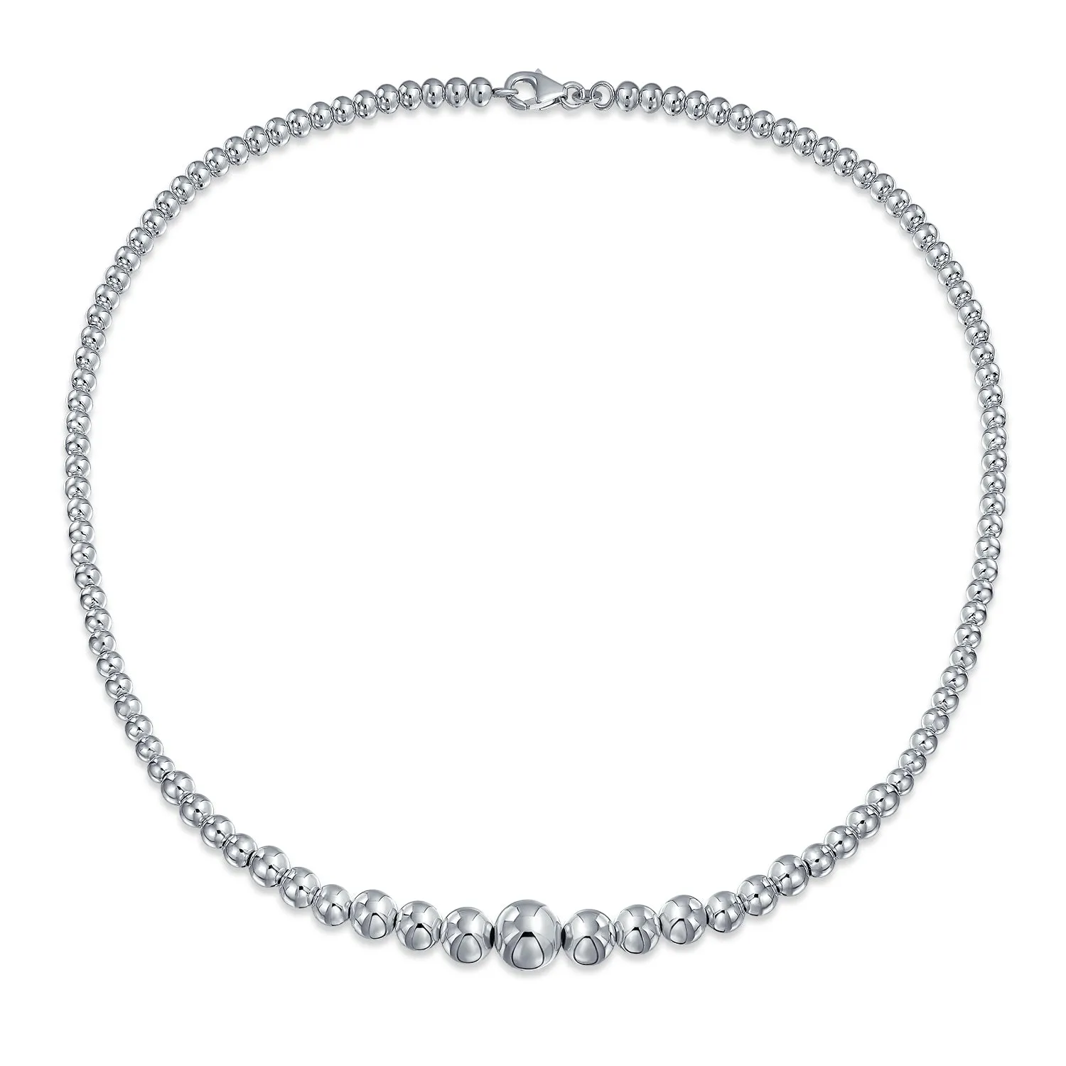 Traditional Sterling Silver Bead Ball Strand Necklace 16-18 Inch Hand Strung
