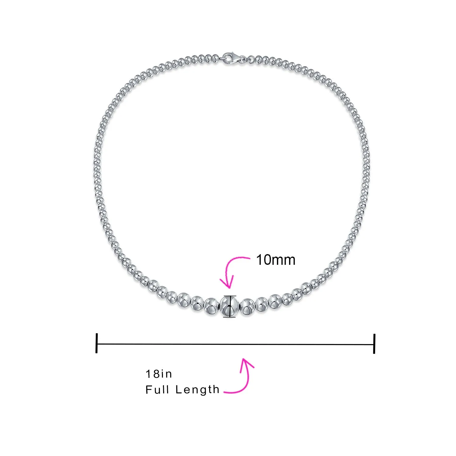 Traditional Sterling Silver Bead Ball Strand Necklace 16-18 Inch Hand Strung