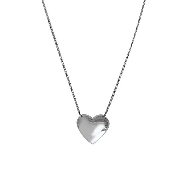 Trendy Puffed Heart silver Necklace JLTN1265