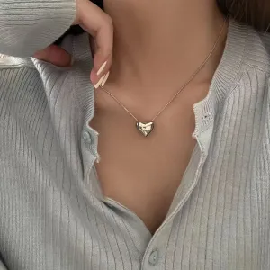 Trendy Puffed Heart silver Necklace JLTN1265