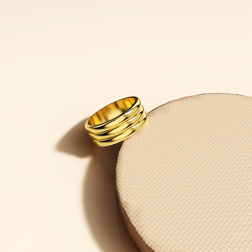 Triad Circular Gleam Radiant Gold Layered Ring
