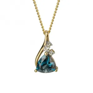 Trillion London Blue Topaz White Topaz 9ct Yellow Gold Pendant GP1006L