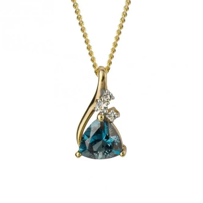 Trillion London Blue Topaz White Topaz 9ct Yellow Gold Pendant GP1006L