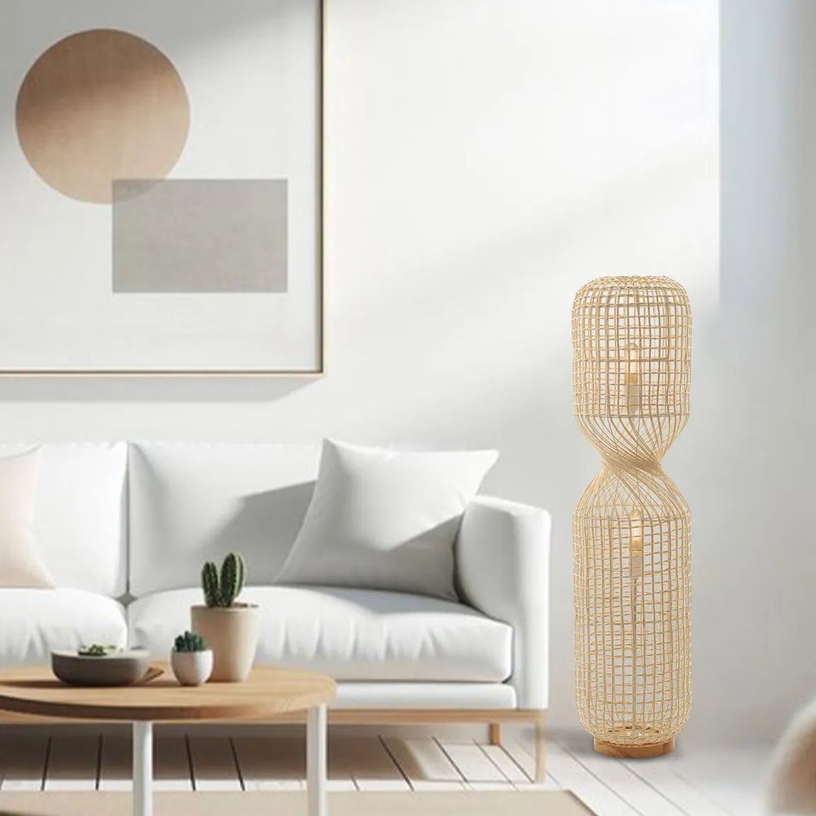 Twirla Rattan Modern Costal Floor Lamp