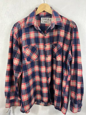Vintage Retro Blue, Red and White Flannel Size XL