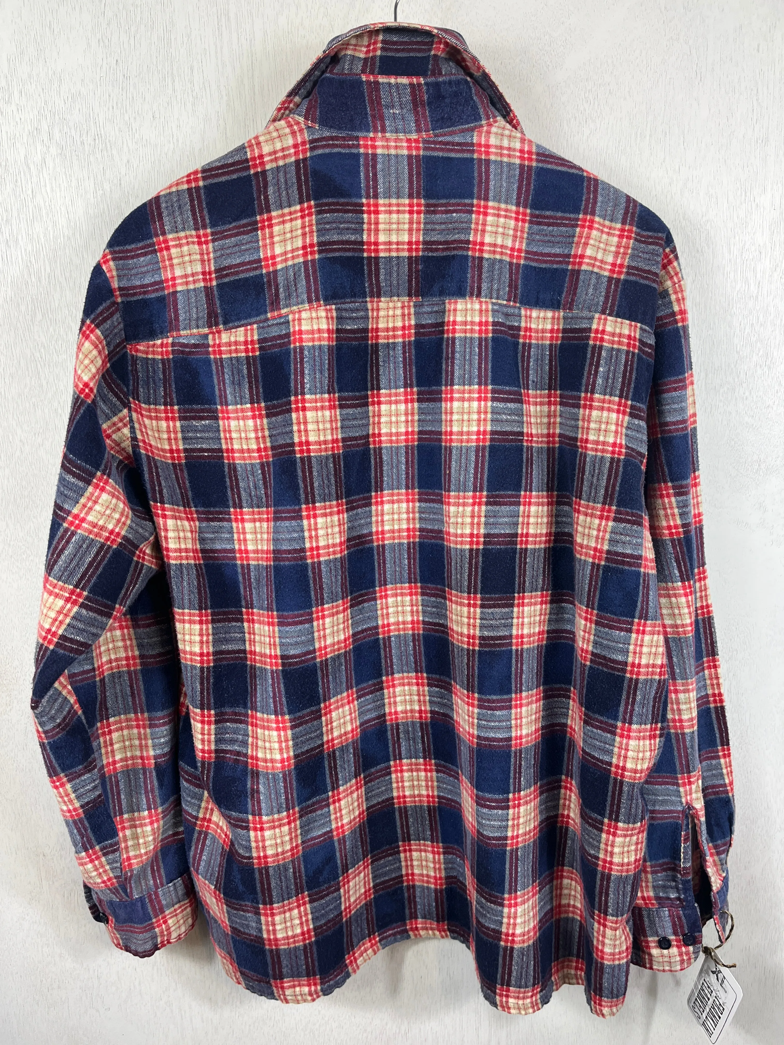 Vintage Retro Blue, Red and White Flannel Size XL