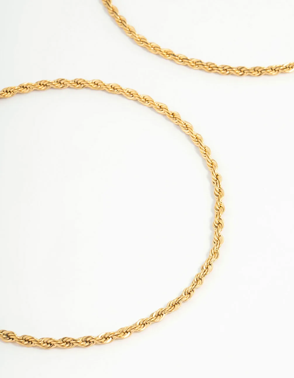 Waterproof Gold Plated Stainless Steel Rope & Chain Anklets 2-Pack