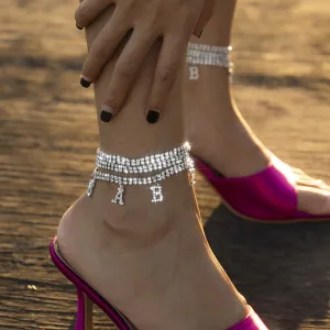 Wholesale Claw Chain Rhinestone Alloy Tennis Chain Letter Anklet JDC-AS-DN003