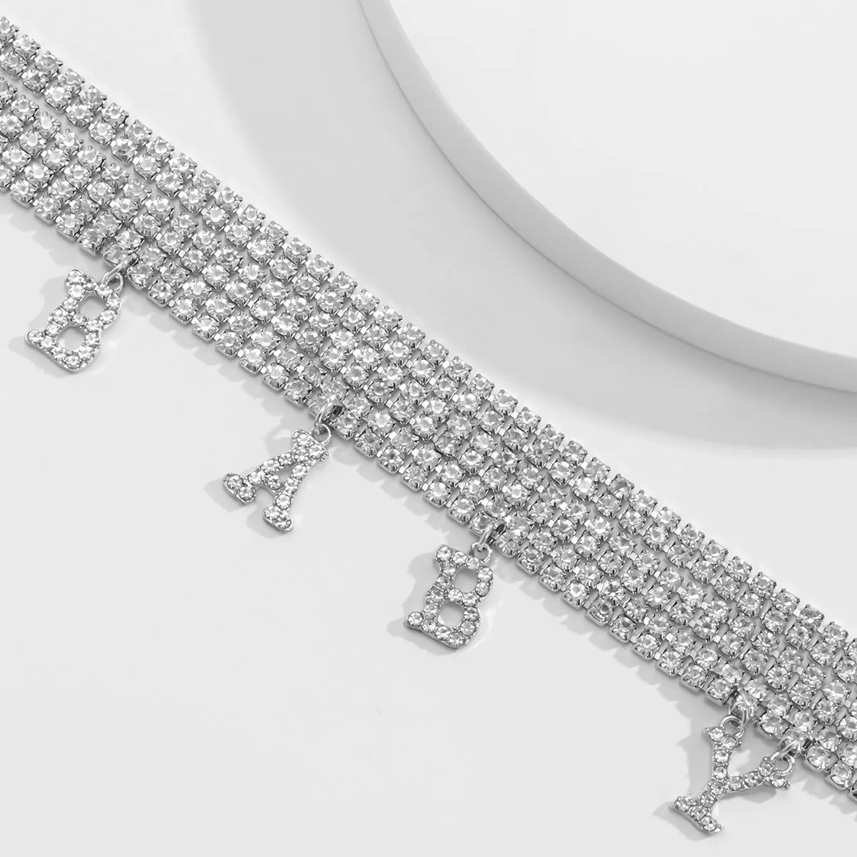 Wholesale Claw Chain Rhinestone Alloy Tennis Chain Letter Anklet JDC-AS-DN003