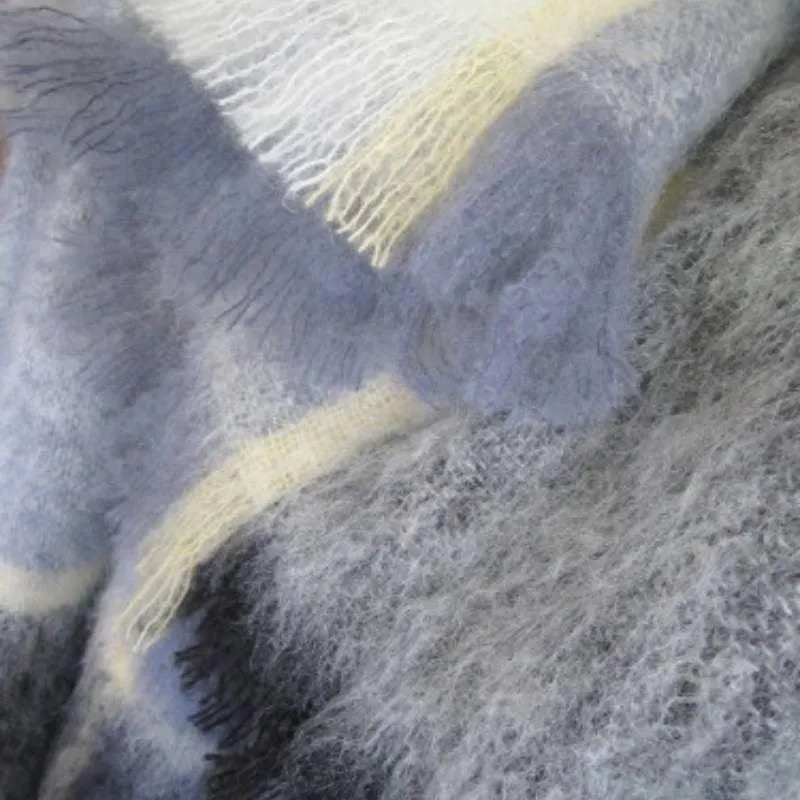Windermere Plaid Mohair Throw 185 x 130cm in Arctic