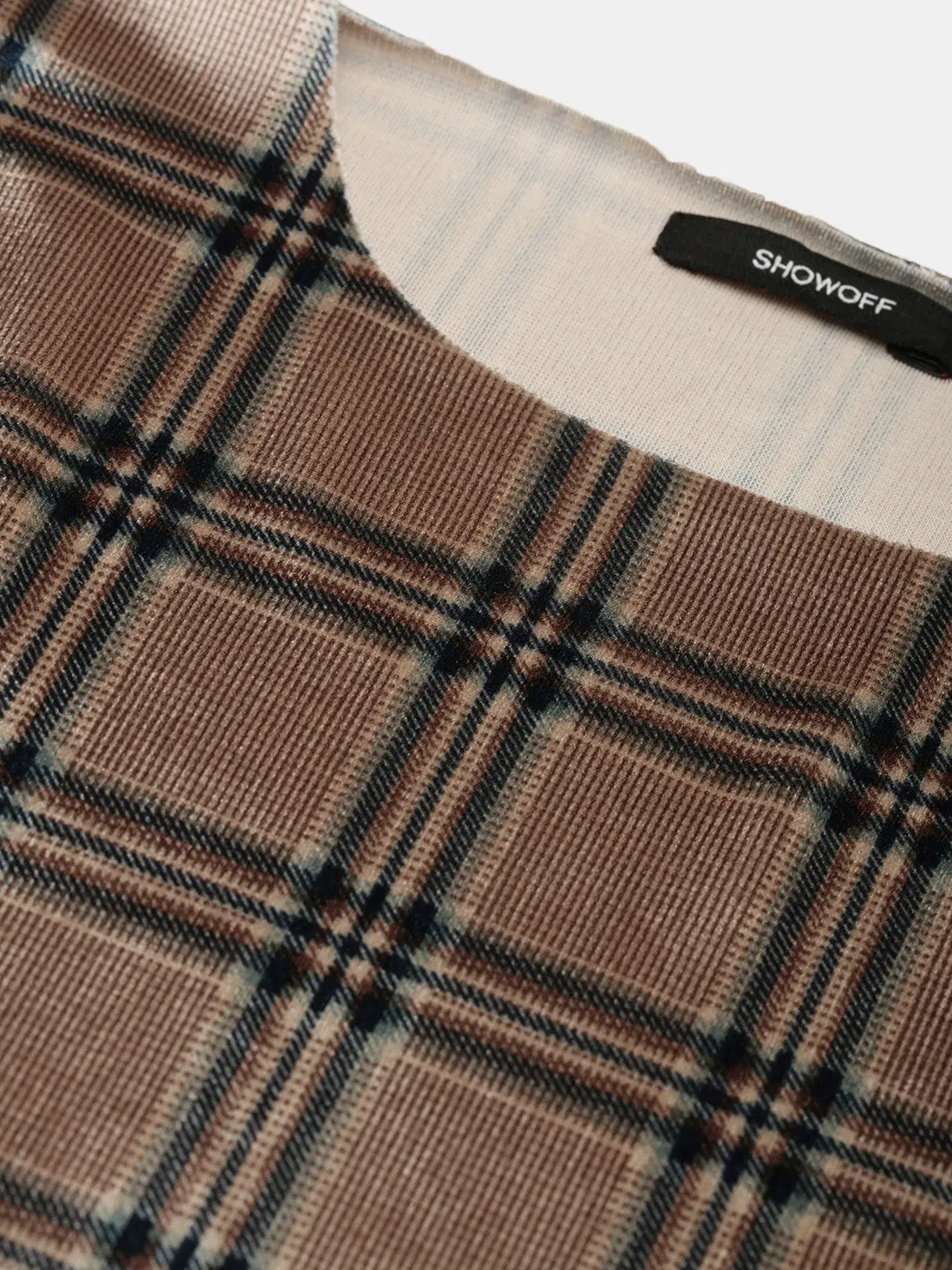 Women Brown Checked Co-Ords