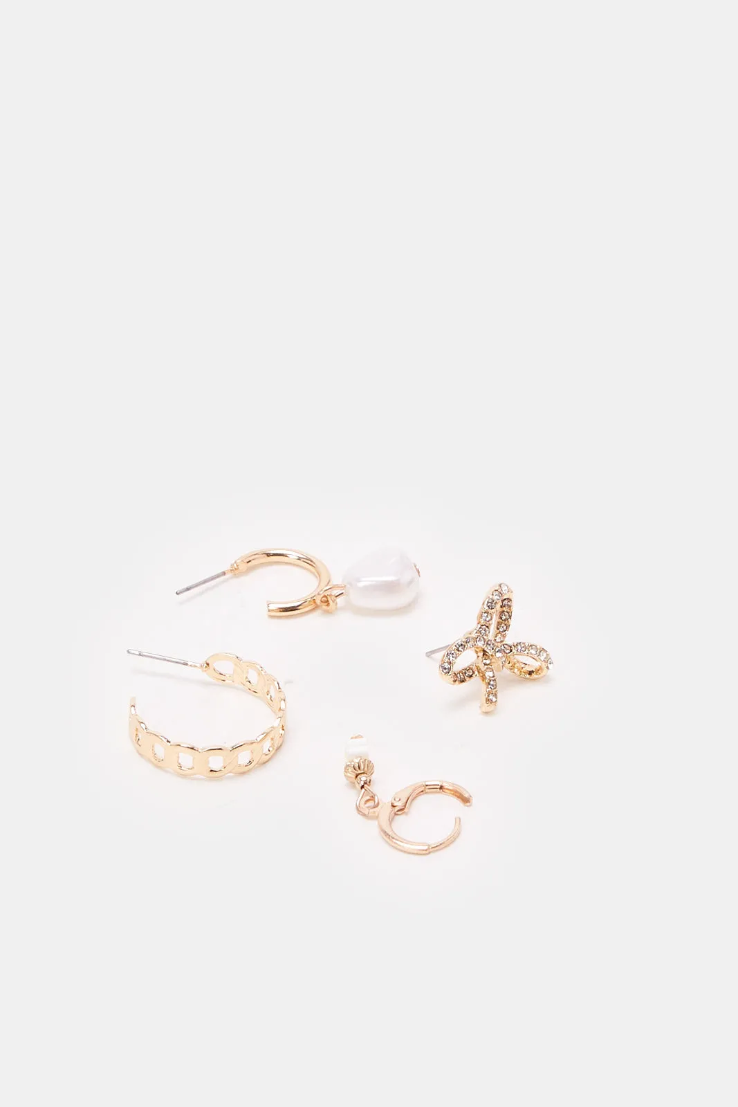 Women Gold Embellished Earrings Set (4 Piece)