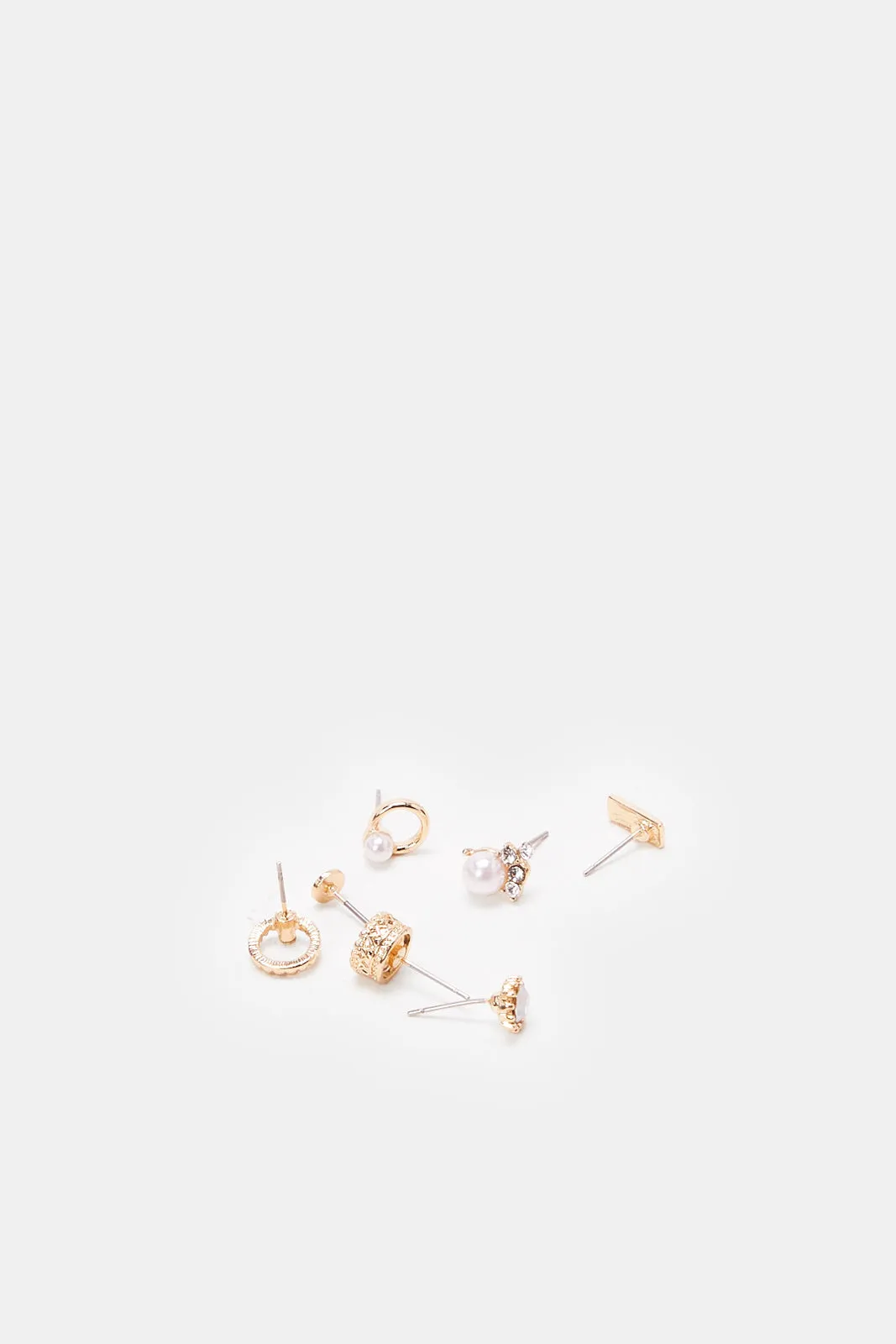 Women Gold Embellished Earrings Set (7 Piece)