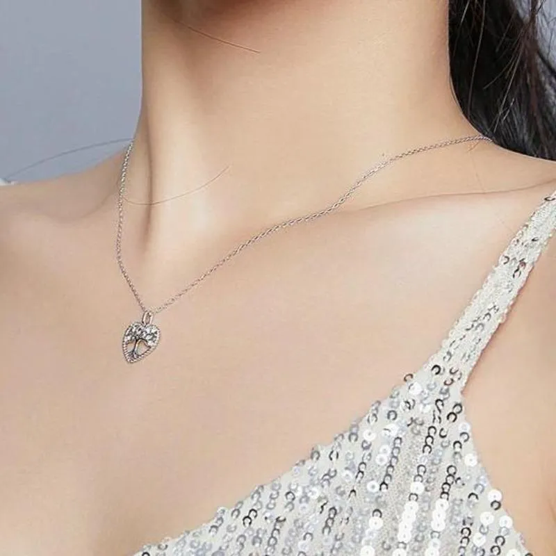 Womens Cubic Zirconia Tree of Life Necklace
