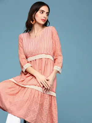 Women's Pink Solid Empire Kurti