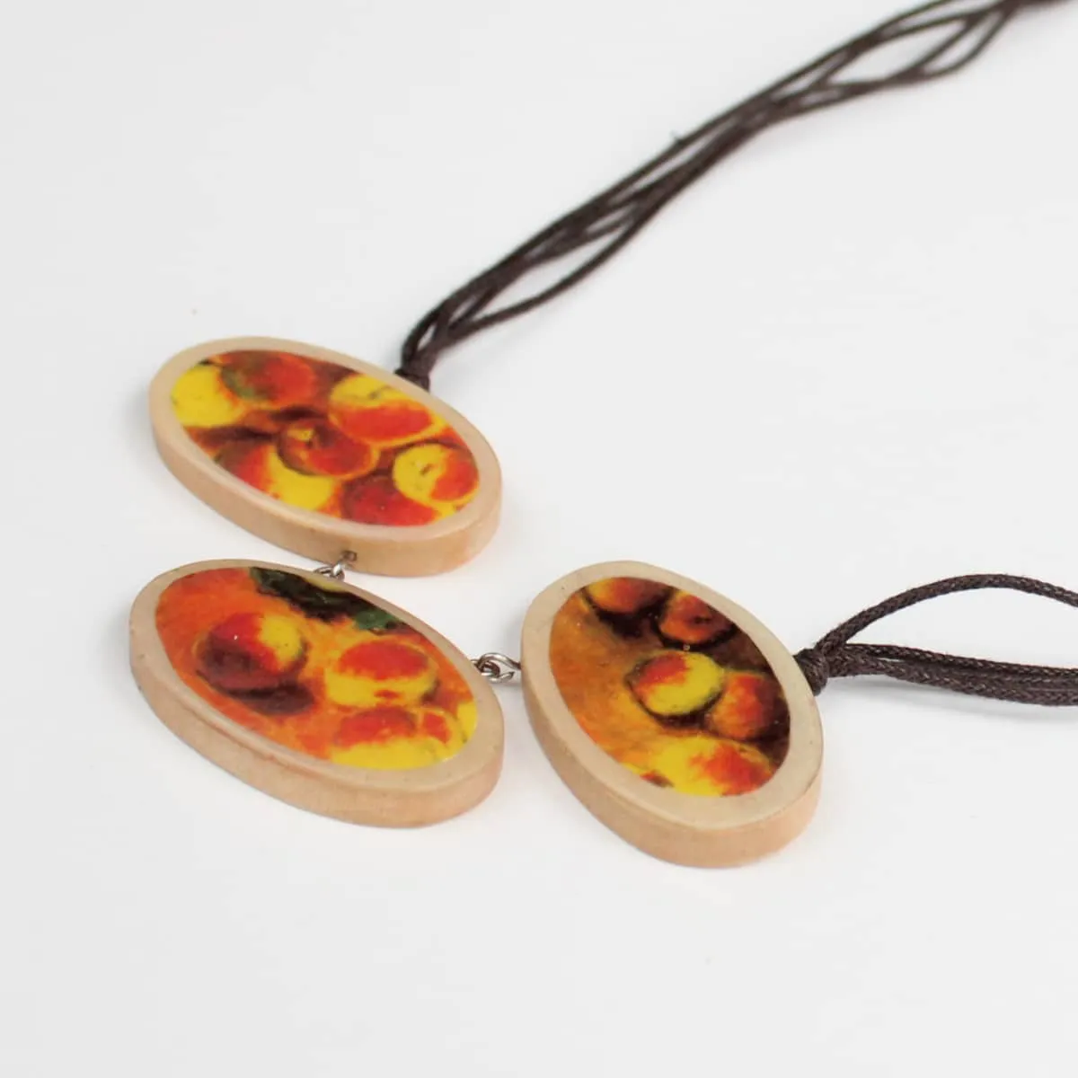 Wooden Peach Trio Necklace