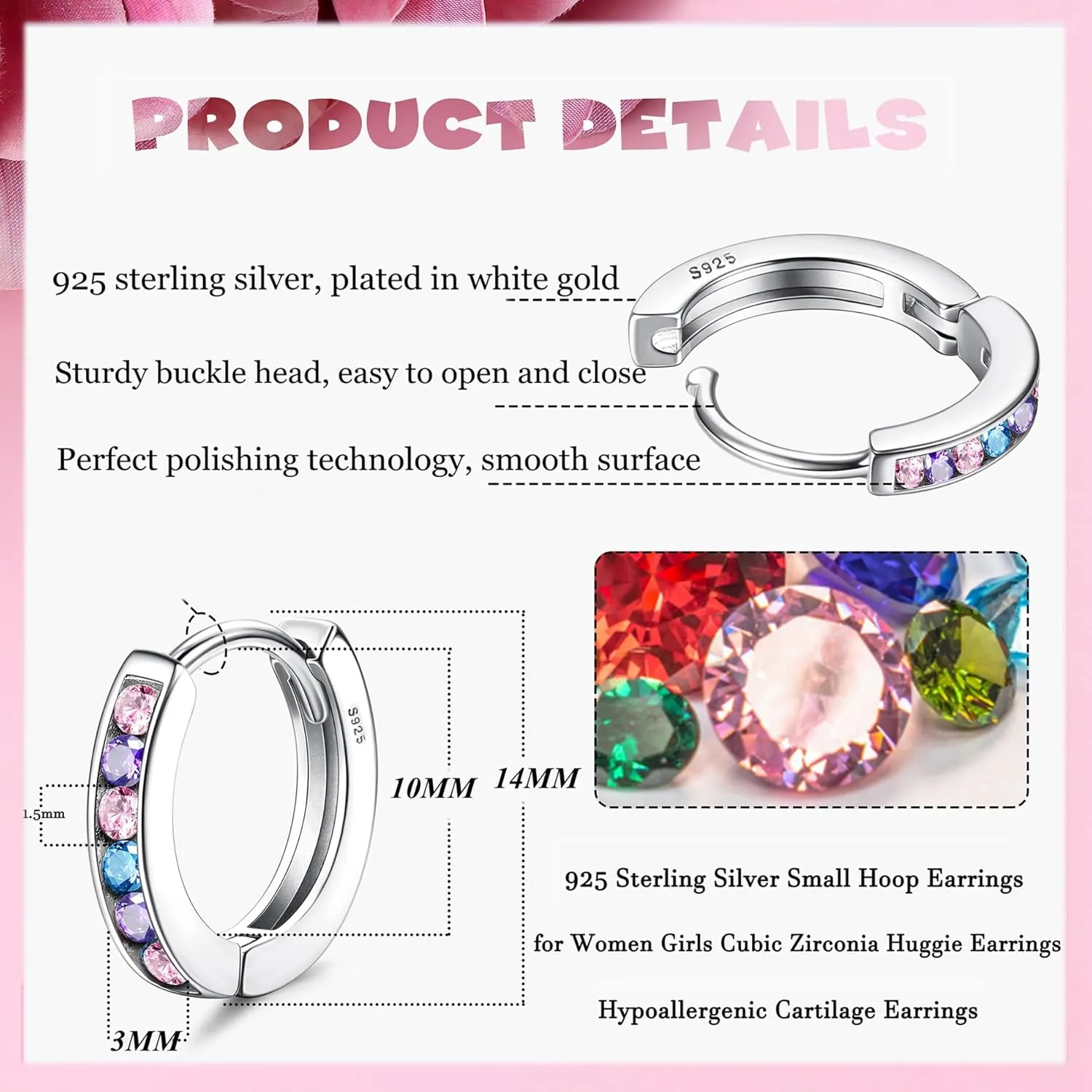 YADOCA Small Hoop Earrings for Girls Women Hypoallergenic    Toddler Earrings Cute Cubic Zirconia Cartilage Sleeper Huggie Hoop Earrings With Box